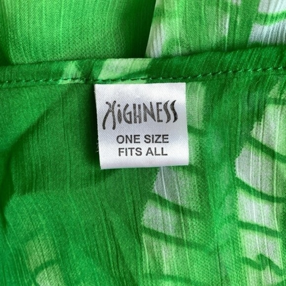 HIGHNESS Womens Swim Cover Up One Size Green White Sheer Tunic Beach Dress EXC - Picture 6 of 7
